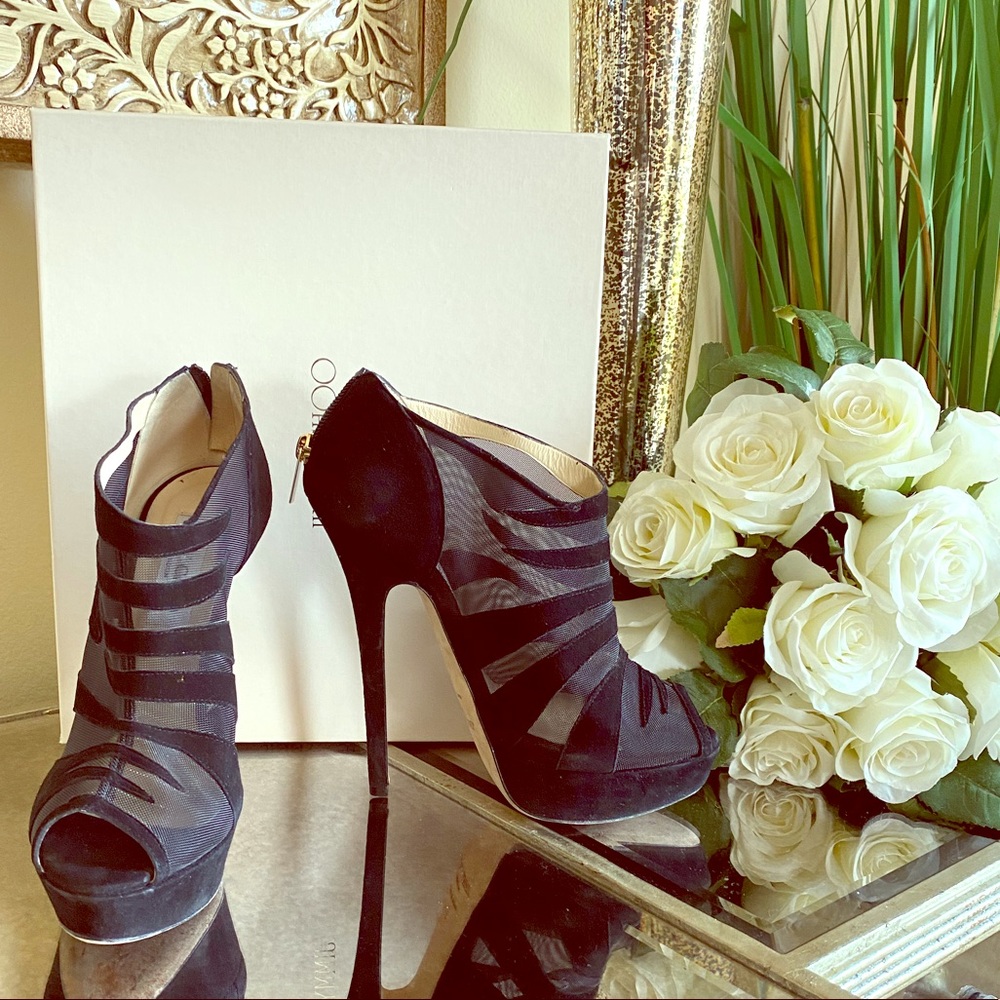 Jimmy Choo Black Open Toe Booties